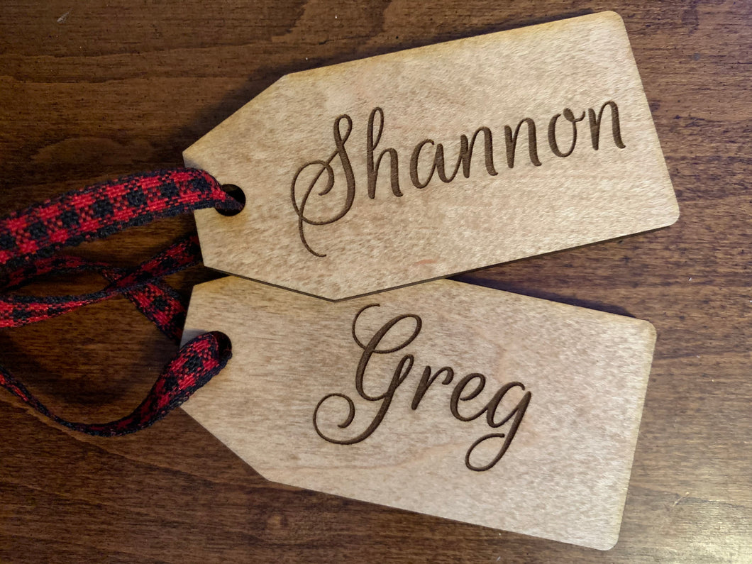 INDIVIDUAL Wooden Stocking Tags (1 piece)